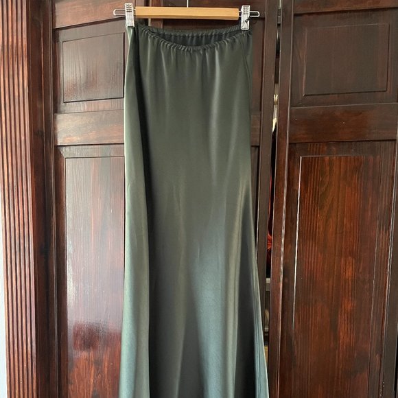 Christy Rilling Long Silk Green Skirt